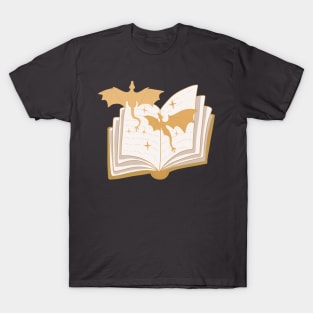 Golden dragons and a book (for book lovers, dragon lovers and fantasy readers) T-Shirt